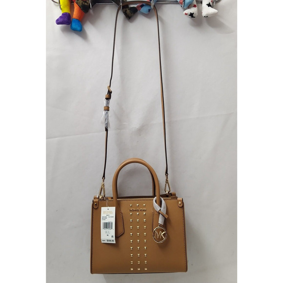 Michael Kors Maple Pinus Brown Leather Studded Top Handle Satchel Bag - NWT $358 - Picture 5 of 16